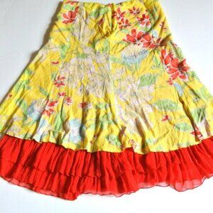 Ruth Yellow Red Floral skirt size‎ 6